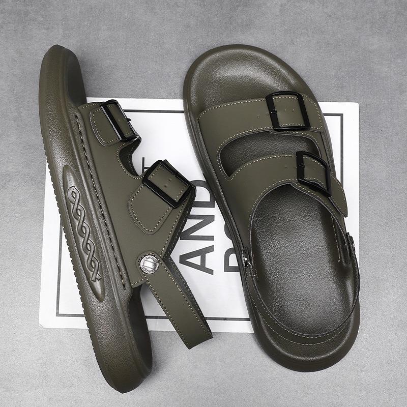 2026Summer New Men Sandals Fashion Casual Beach Sandal Outdoor Non Slip Platform Sandals for Men Cowhide Leather Sandalias Slies