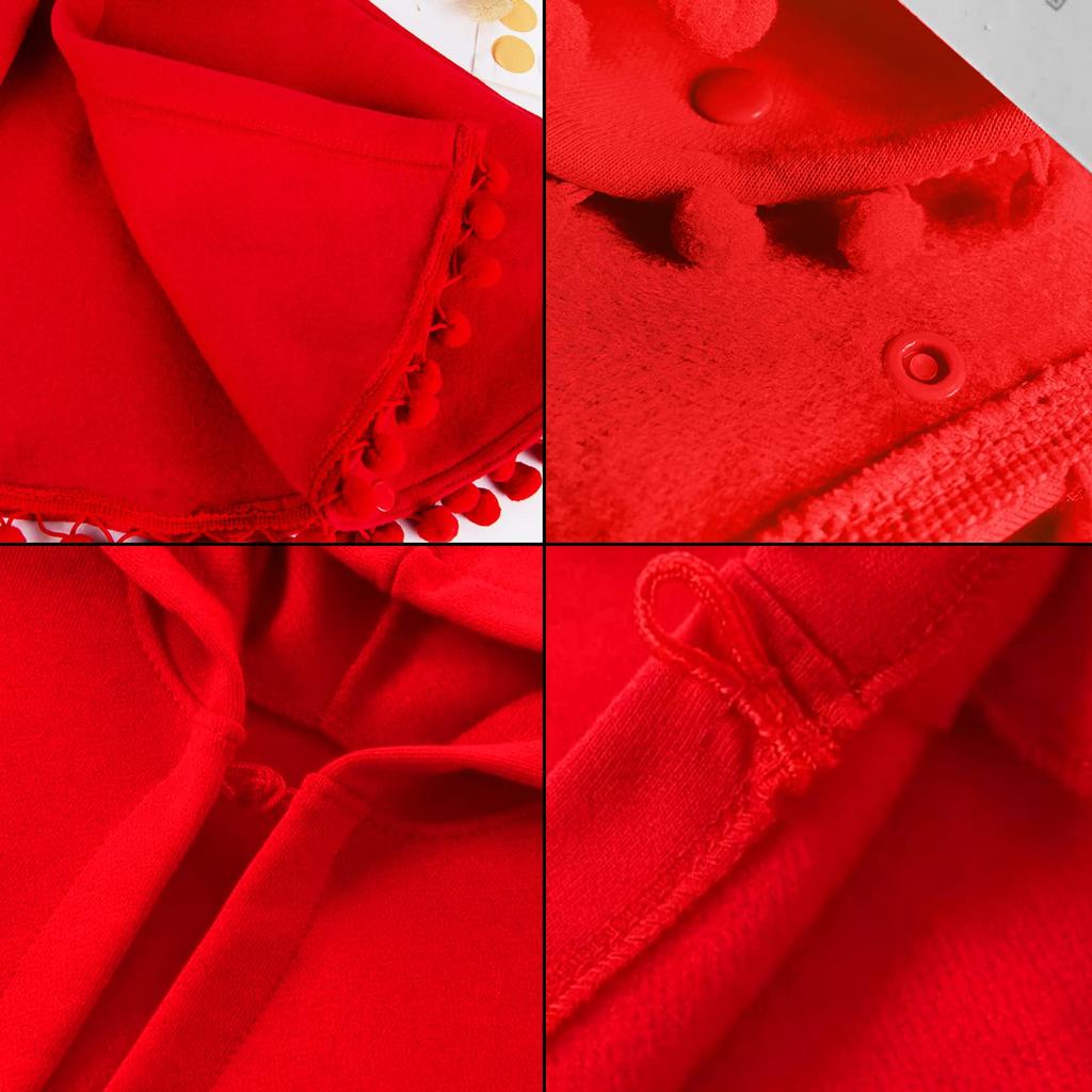 LYING Baby Hooded Red Hoodie for Cold Weather Baby Shower Size Poncho, Coat, Kids' Cloak, Cape, Girls, Toddlers, Halloween, Christmas, Fall/Winter
