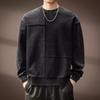 Men's American Retro Washed Patchwork Long Sleeve Sweatshirt