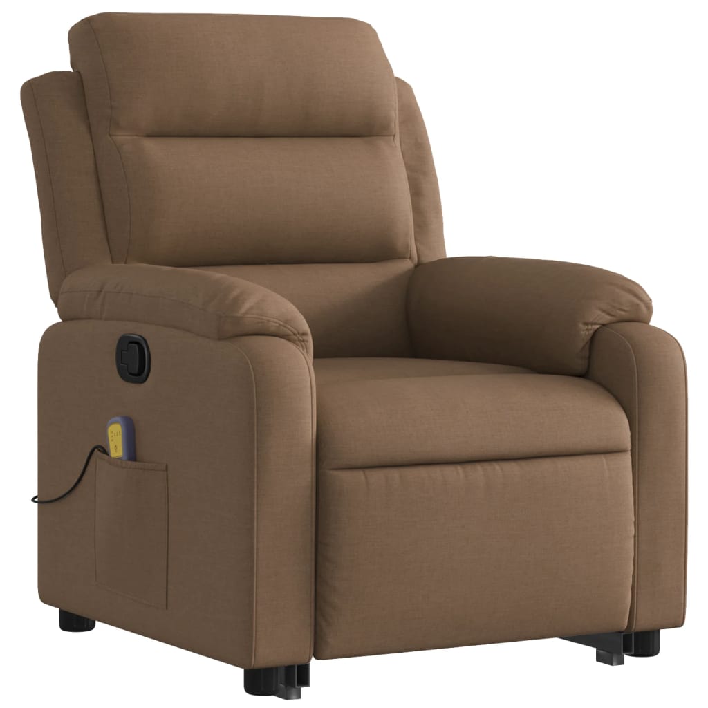 Recliner Chair with Lift Assistance Brown Fabric