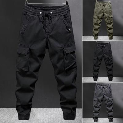 Women Cargo Pants with Multi Pockets Elastic Waist Ankle-banded Plus Size Loose Solid Color Outdoor Trousers for Camping Hiking Travel