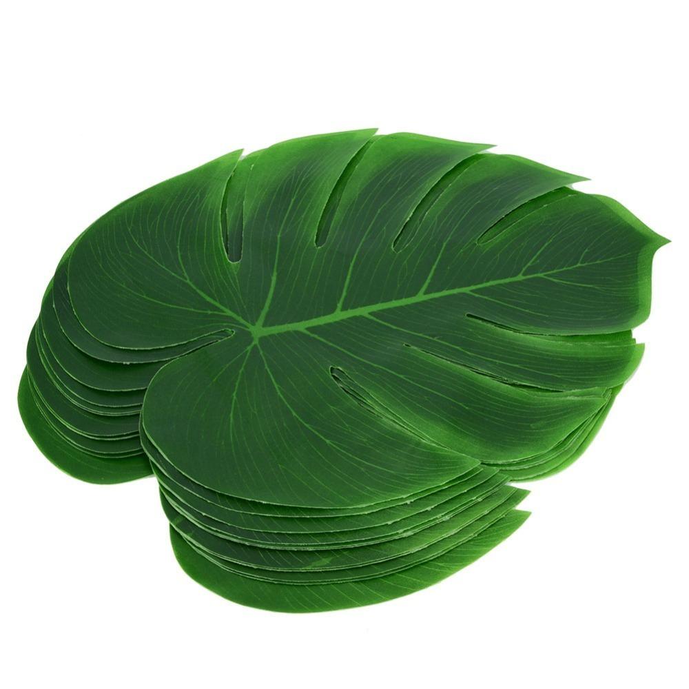

12PCS Non Slip Artificial Palm Leaf Cutlery Mats Heat Insulation Placemat Home 12pcs