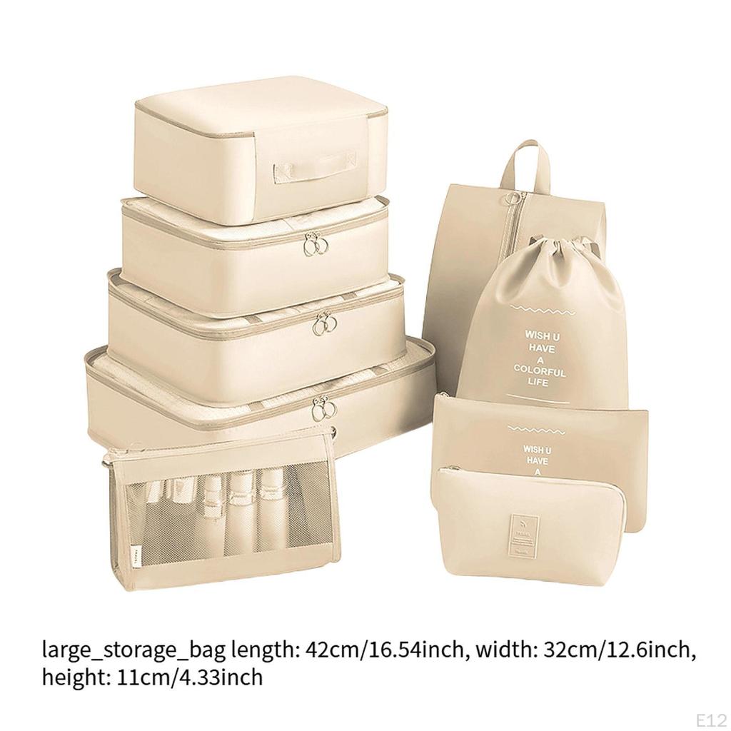 Packing Cubes for Suitcase Luggage Organizers Camping Travelling 7 Piece Beige