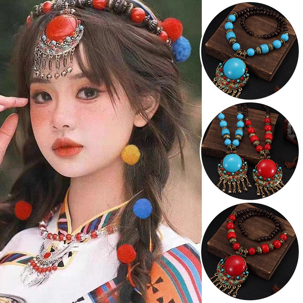 Alloy Bohemian Necklace Vintage Turquoise Long Necklace Fashion Bohemian Pendant Necklace  Girls
