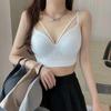New One-piece Cup Careful Machine Double Shoulder Small Suspender Deep V Chest Wrap Vest Versatile Inner Wear Outer Wear Gather Tube Top Women