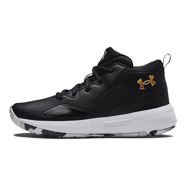 Under Armour Lockdown 5 GS Schwarz Metallic Gold Kinder Sneaker Weiß 3023533-003