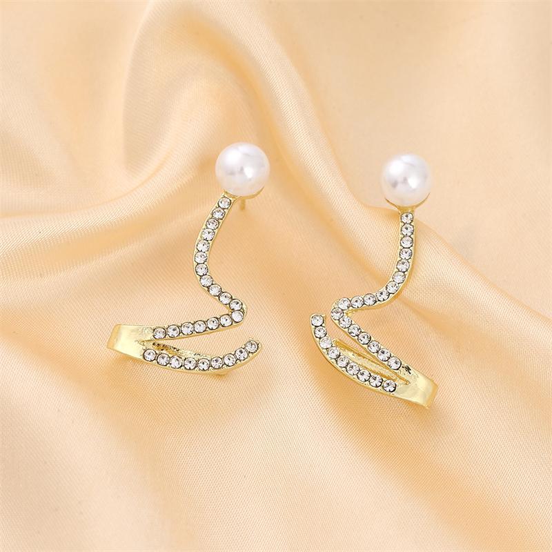 Exaggerated Irregularity Snake-shaped Full Crystal Curved Pendant Earrings for Women Temperament Jewelry Girl Friend Gift