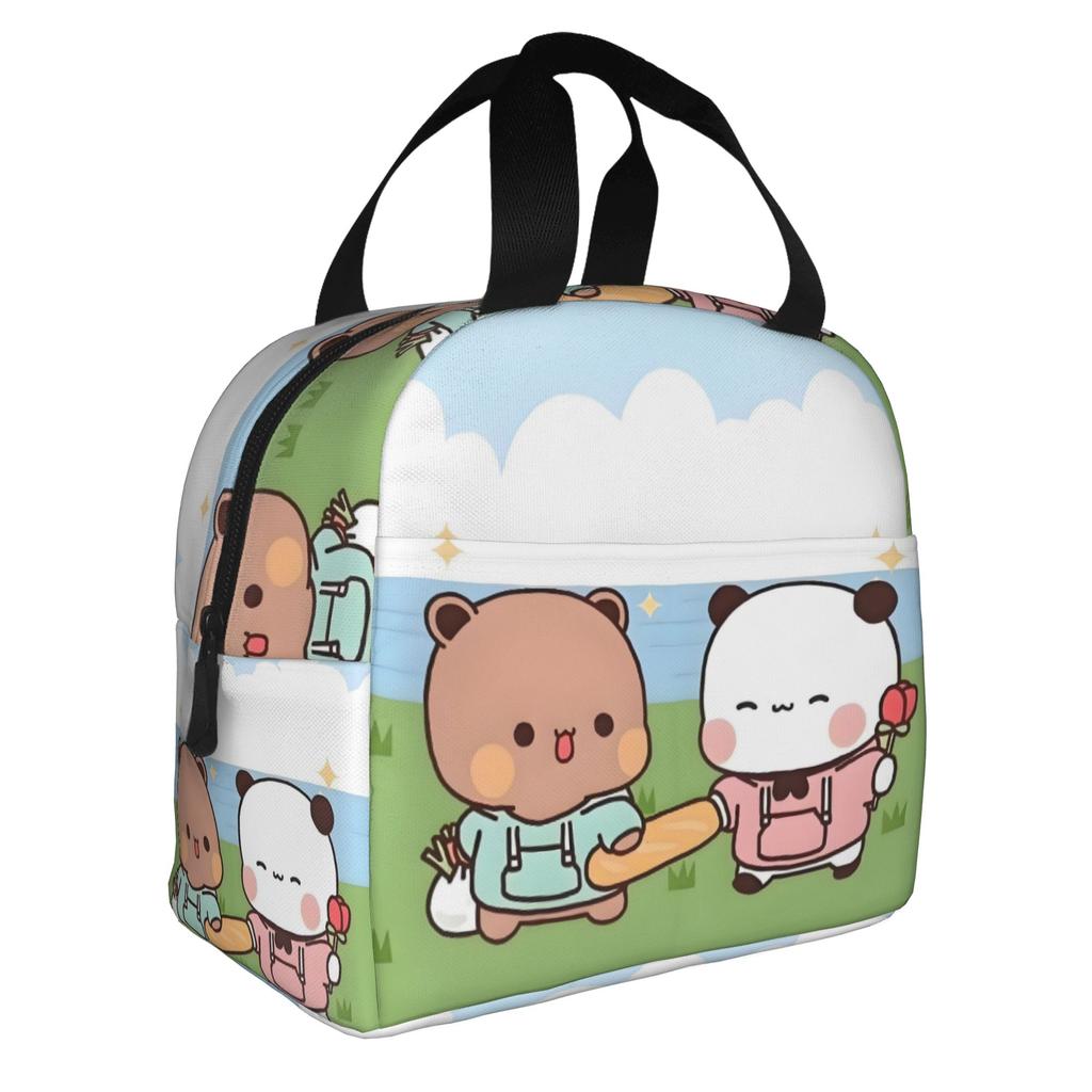 Kawaii Dudu Bubu Perzik En Goma Geïsoleerde Lunchtas voor Beer Panda Herbruikbare Thermische Koeltas Voedsel Lunchbox Werk School