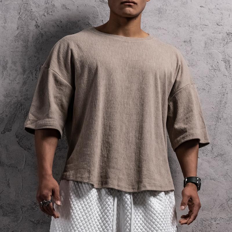 Men Oversize Loose Summer Fitness Short Sleeve T-shirt Sports Casual Tops
