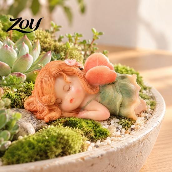 Miniature Flower Elf Figurines Cute Forest Fairy Resin Figurine, Mini Statue for Desktop Decorations Desktop, Car Dashboard, Potted Plant Micro