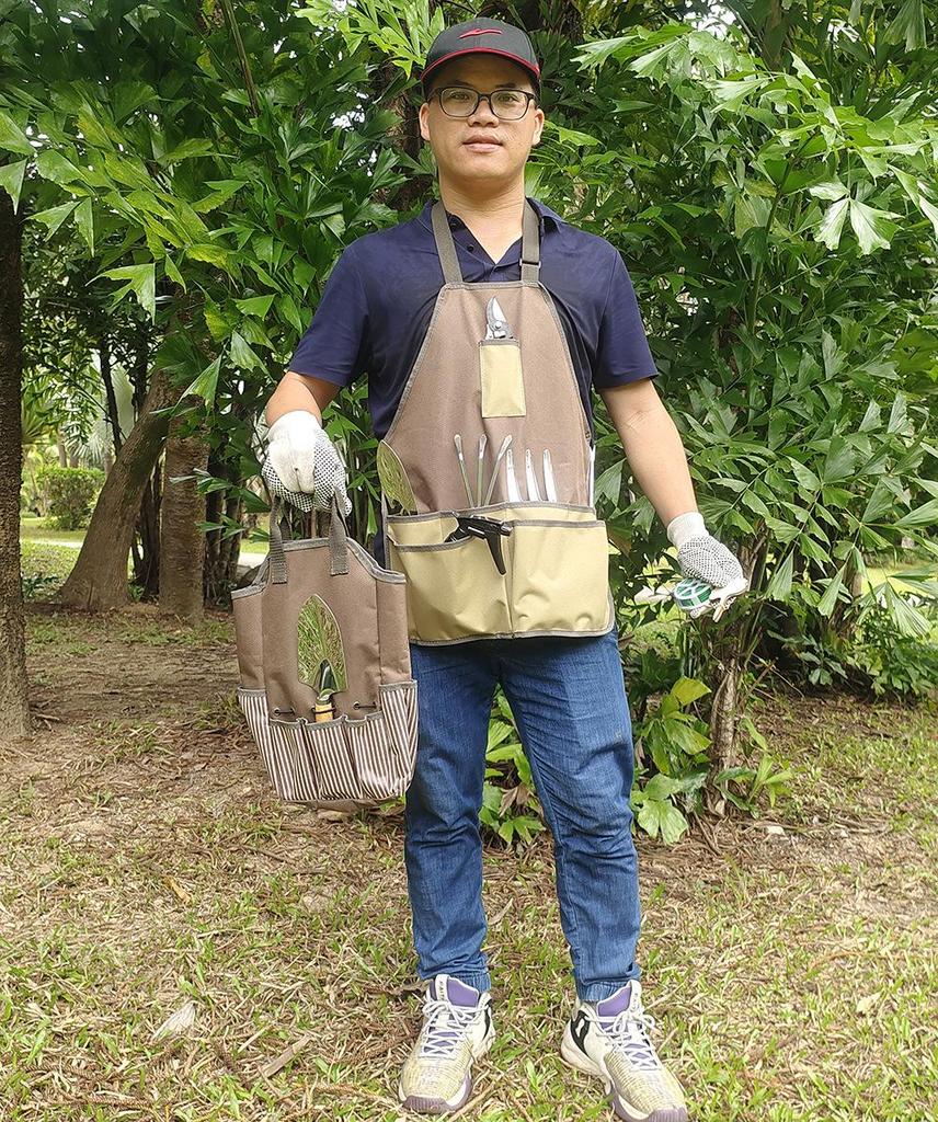 Multifunktionale Gartenschürze mit großem, wasserdichtem Stauraum und Oxford-Stoff für Werkzeuge