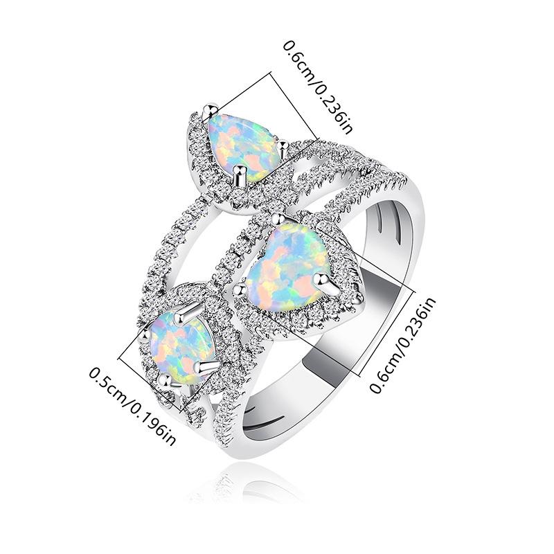 

New luxury Kyocera Opal ring copper-plated real gold micro-inlaid zircon European and American hot-selling opal no. 6 платиновый