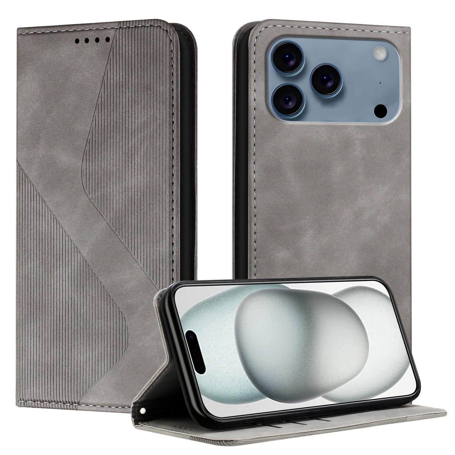 

For iPhone 17 Pro Phone Cover Skin-touch Feel Leather Wallet Case with Stand