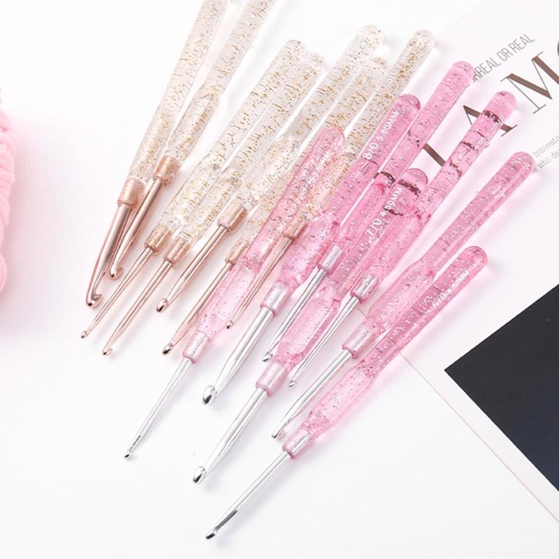 Multiple Size Crochet Hook Set with Gauges Storage Bag Ergonomic Handle Efficient Knitting Projects Solution