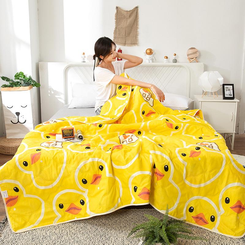 2025 Summer Thin Blanket Printing Bed Quilt Summer Cool Quilt Double Blankets Comforters Skin-friendly Cotton Thin Quilt Soft Bedding Home Textile