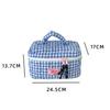 Portable Fresh Grid Makeup Bag Quilted Love Design Handheld Skincare Storage Bag Toiletries Bag Travel