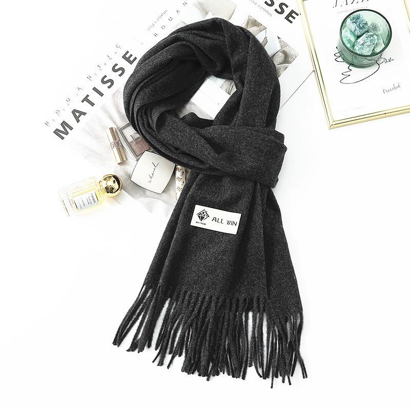 High-End Women's Wool Scarf - Cashmere Feel, Solid Color, Autumn/Winter, Unisex Versatile Shawl