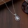 Retro New Chinese Three-dimensional Gourd Necklace Inlaid with Zircon New Imitation White Chalcedony Light Luxury National Style Collarbone Chain Batc