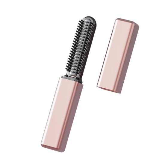 

Mini Cordless Hair Straightener Brush Portable Women Bangs Hair Straightening Comb USB Rechargeable Fast Heating Electric Hair Brush розового золота