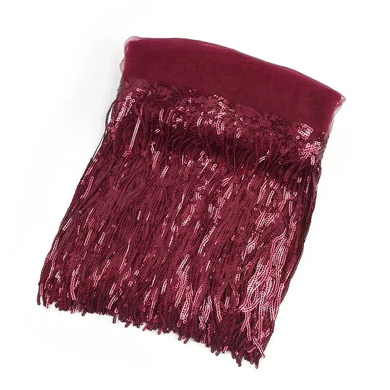 1-10Yards Meetee 18cm Sequin Fringe Trim Tassel Glitter Lace Fringes for Dance Clothes Dresses Decorative DIY Sewing Accessories