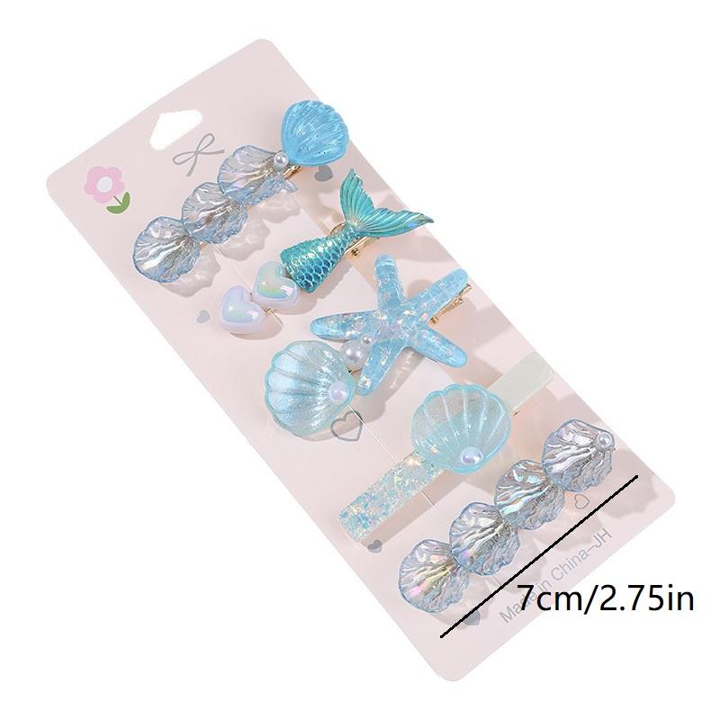5Pcs Y2K Style Shell Starfish Hair Clips Sweet Mermaid Hairpins Kawaii Girls Hair Accessories for Street Snap Dating Wear