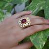 Kundan Gold Plated Ring, Adjustable Ring, 925 Sterling Silver Handmade Jewelry, Moissanite Ring Indian Women Jewelry Polki Ring