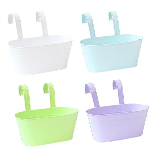 4 Pcs Iron Hanging Flower Pots Wall Planters with Detachable Hooks Drainage Holes Indoor Outdoor Hanging Planters