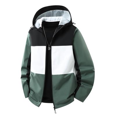 Men's European Color Block Hooded Windbreaker: Trendy, Versatile Casual Outerwear for Spring & Autumn