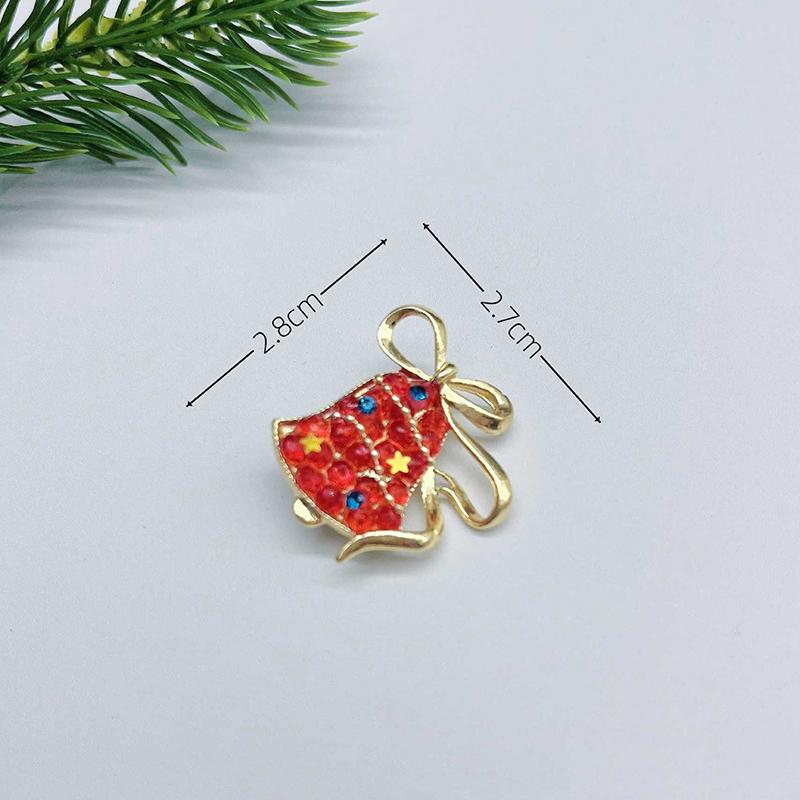 Luxury Exquisite Christmas Rhinestones Brooch Pin For Women Unisex Garland Bell Versatile Brooch Party Backpack Accessories Gift