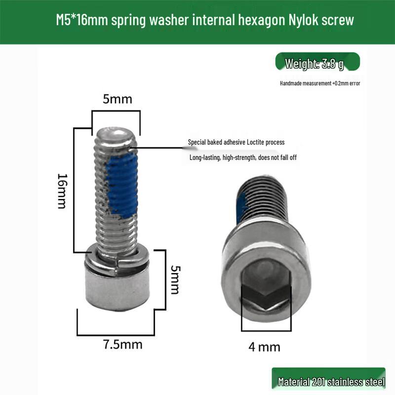 

Shengbai Stainless Steel M5x16 Nylon Patch Hex Socket Screws