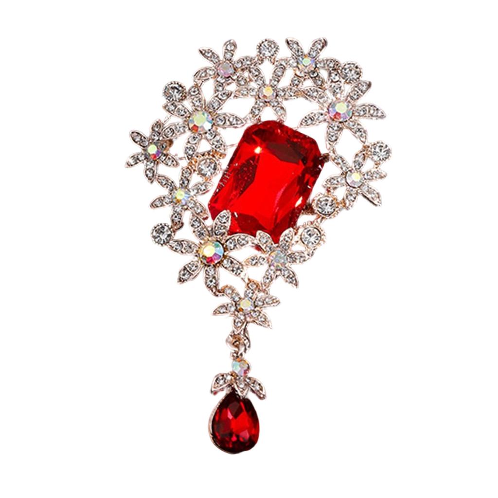 Elegant Floral Brooch for Women Vintage Inspired Alloy Crystals Embellished Accessory for Weddings Parties Daily Wear