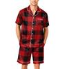 Men's Short Sleeve Button Down Pajama Set with Shorts Soft Casual Sleepwear Lounge Set Available in Sizes S to XXXXL