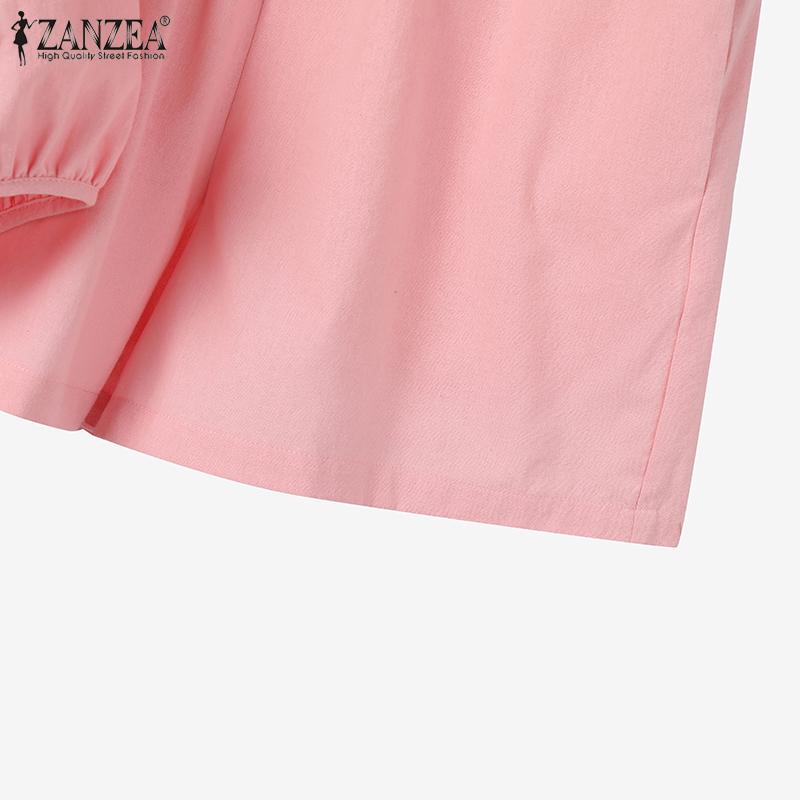 ZANZEA Women 3/4 Sleeve Blouse and Shorts Casual Two Piece Suit Set