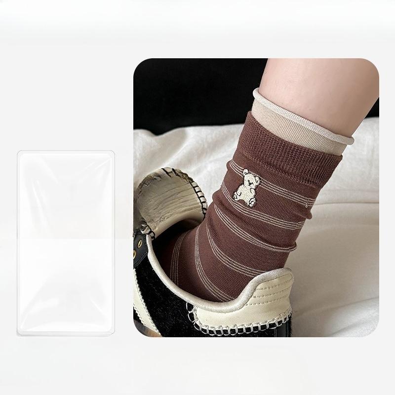 

Женские осенние новые милые мультяшные носки-трубы из хлопка в студенческом стиле с щенками 1 pair кофейный