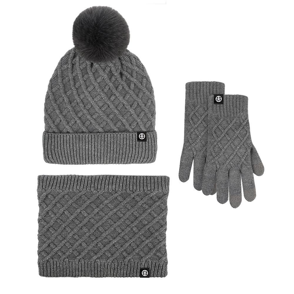 New Autumn and Winter Style Velvet White Five Star Cloth Wavy Cloth Marking Pattern Pullover Hat Knitted Wool Hat