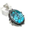 Natural Tibetan Turquoise Gemstone 925 Sterling Silver Pendant 2.01" ETC-14225