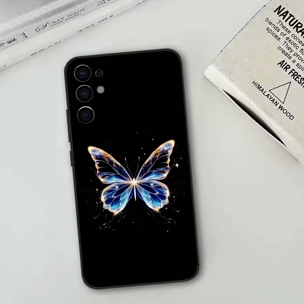 Glow In The Dark Butterfly   Phone Case For Samsung S25,S24,S21,S22,S23,S30,Ultra,S20,Plus,Fe,Lite,Note,10,Black Cover