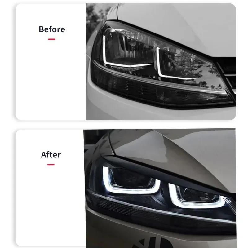 For Volkswagen Golf 7 MK7 GTI R  2013-2018 Head Light Lamp Eyelids Eyebrow Headlight Decoration Car Styling Trim Accessories