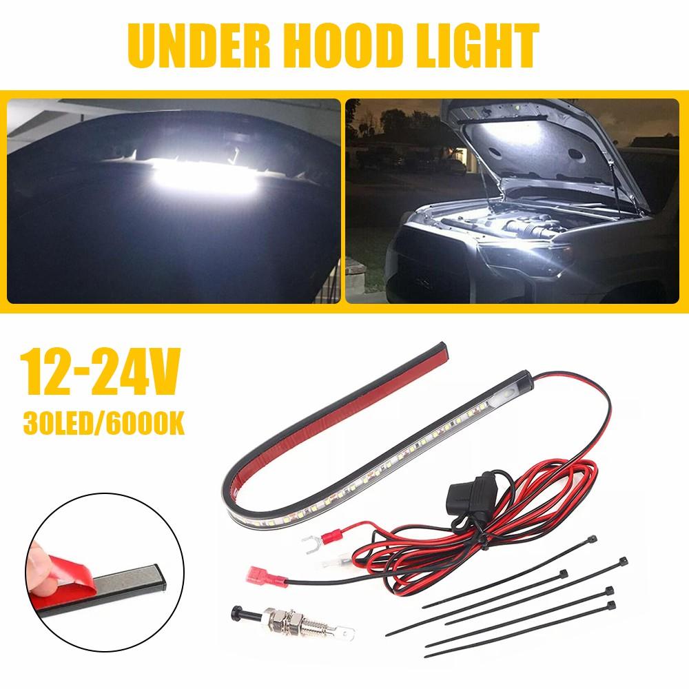 

1Pcs Universal Car Under Hood LED Light Strip Kit 6000K White 12-24V LED Strip Lights Bars Car Hood Light Automatic On/Off