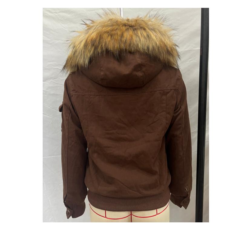 Autumn and Winter Womens Gothic Fashion American Vintage Y2K Brown Zipper Hooded Coat Fur Lined Warm Jacket Warm Casual Coats