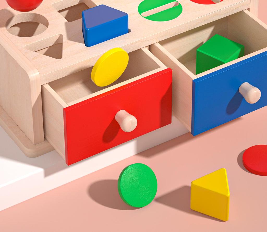 Montessori Münzbox: Baby Feinmotorik, Farbsortier-, Formerkennungsspielzeug für 1-2 Jahre