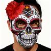 Day of The Deads Mask Sugar Skull Mask with Rose Decorations Masquerades Mask for Halloween Cosplay Party Costume Gifts