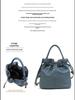 Women's Classic Fold Leather Bucket Bag: New Style, First Layer Cowhide, Trendy Solid Color Handheld Design