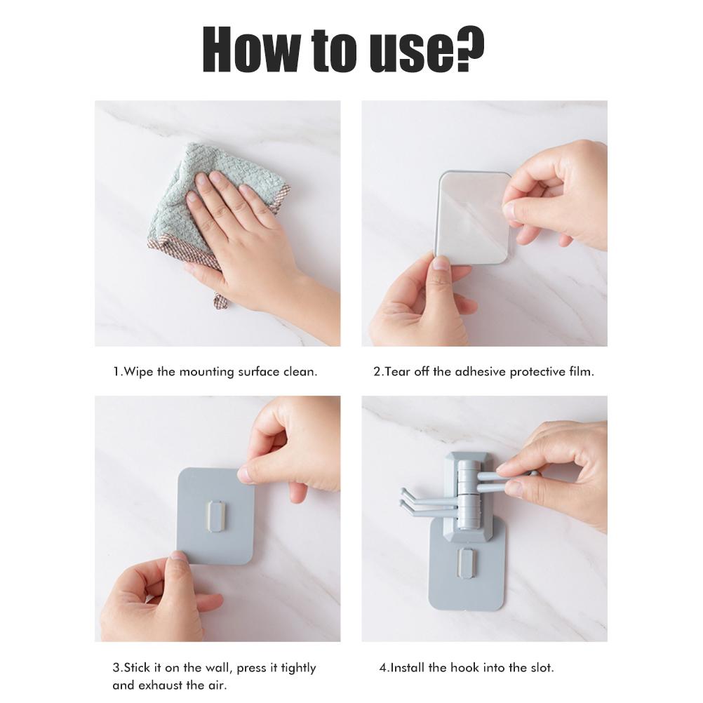 Rotate Sticky Hook Household Strong Punch Free Hook Multifunctional Hook Rack for Bathroom Wall Sticker Hook