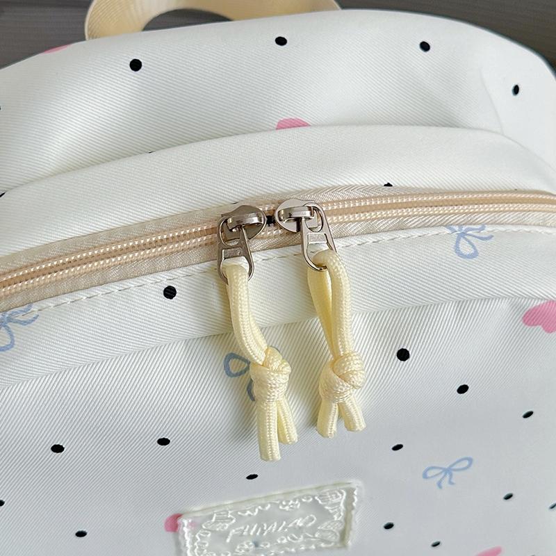 Student Schoolbag Large Capacity Multi-Function Backpack Dot Bow Print Women's Lightweight Backpack