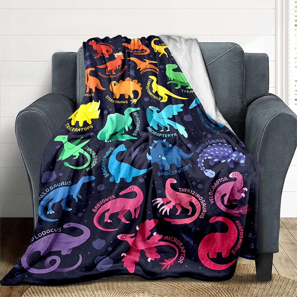 1pc DinoFest Lightweight Flannel Blanket, Comfortable and Warm Blanket, for Office and Camping Sofa Bed074