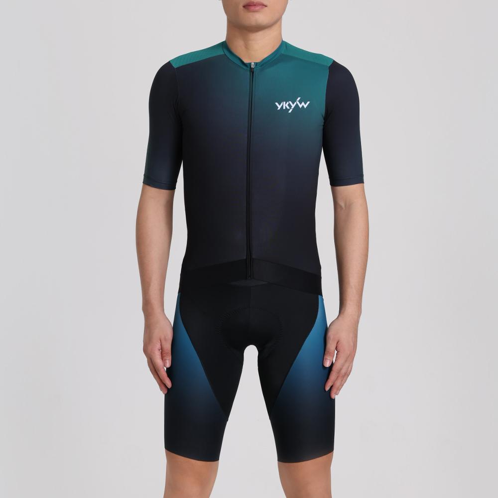 Men's Short Sleeve Cycling Jersey Summer Quick Drying Wear-resistant Breathable Gradient Bicycle Jersey Road Bike Shirts