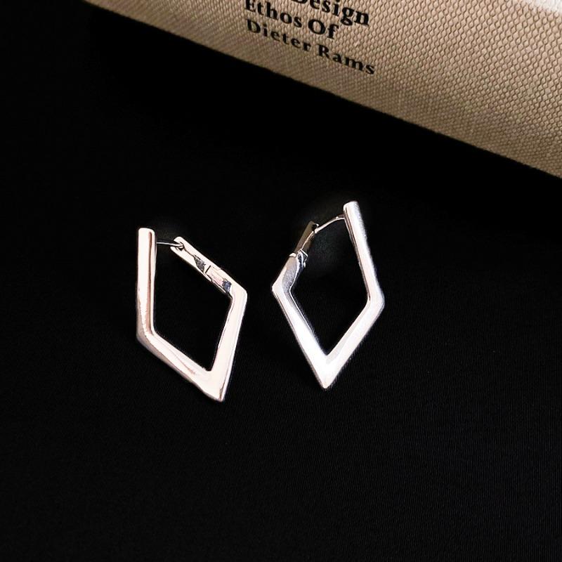 Geometric rhombus pendant ear buckle fashionable simple versatile temperament earrings niche design earrings women