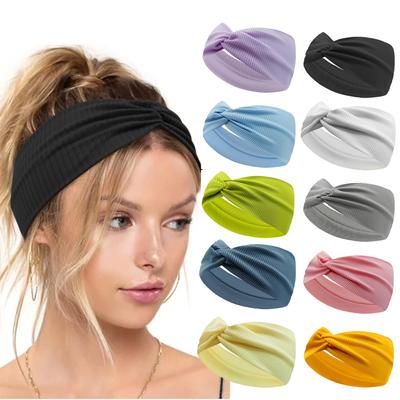 Mode Stoff Twist Stirnband Yoga Workout Laufen Sport Elastische Haarbänder für Damen Turban Haarband für Mädchen