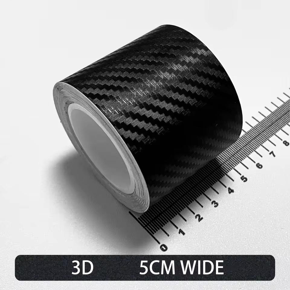 MOBIDEA 3D Carbon Fiber Car Decor Film - Matte Black Self-Adhesive Protective Vinyl Roll 1M-10M Length, 3cm-10cm Width